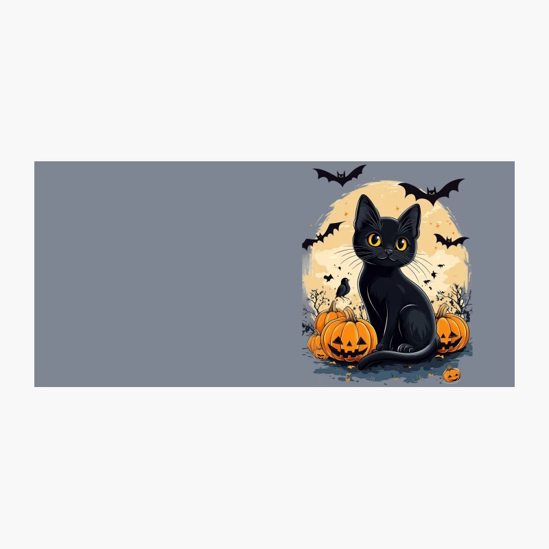 Spooky Halloween Scene with Black Cat and Jack-o'-Lanterns Coffee Mug