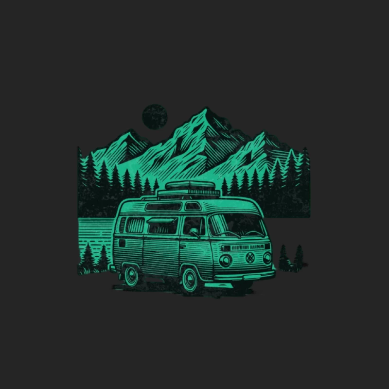 Van rétro dans un paysage de montagne Femme Sweat-shirt à enfiler