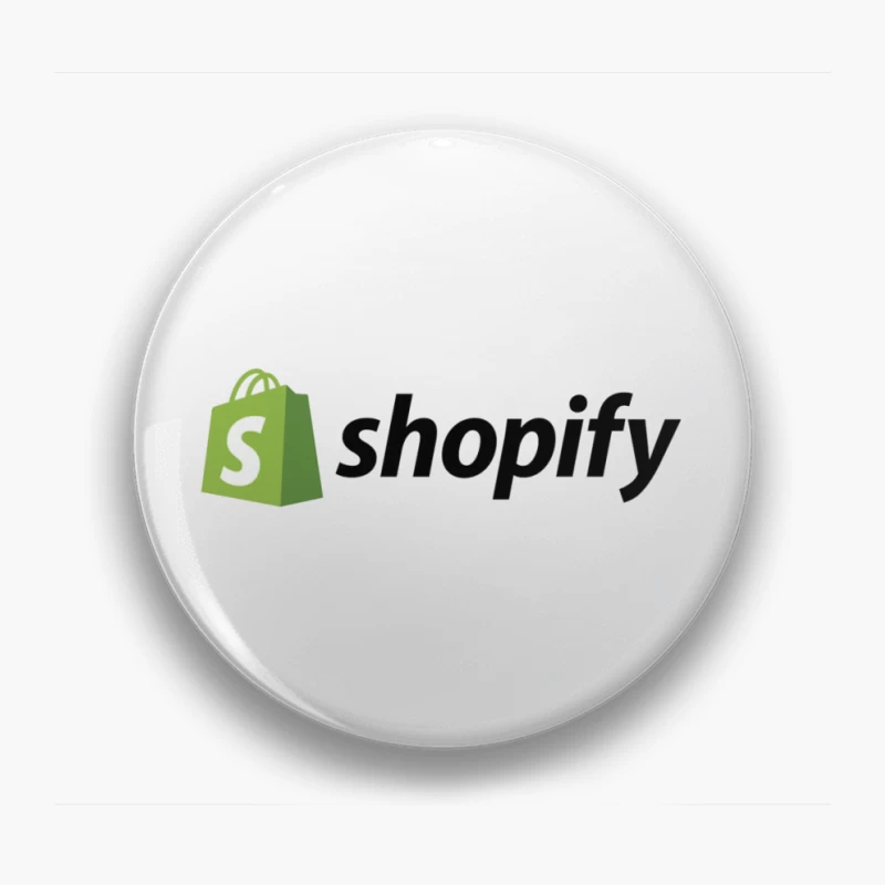 Shopify E-commerce Platform Logo with Green Shopping Bag Icon Pin