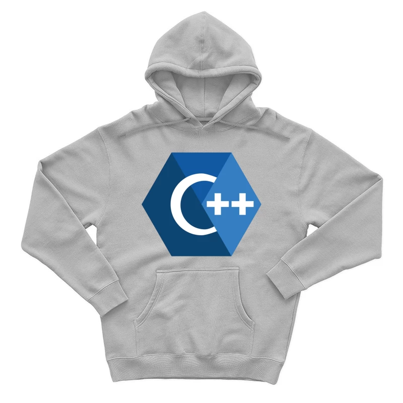 C++ Programming Language Logo in Blue Hexagon Design Male Pullover Hoodie