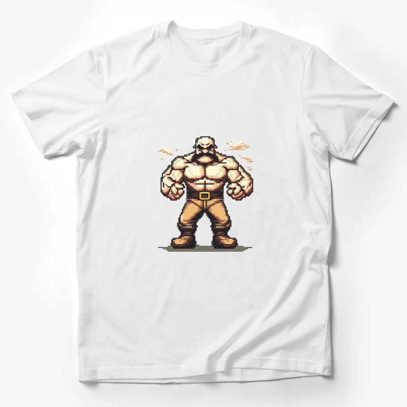 Muscular Pixel Art Fighter Character in Retro Gaming Style Male T-Shirt