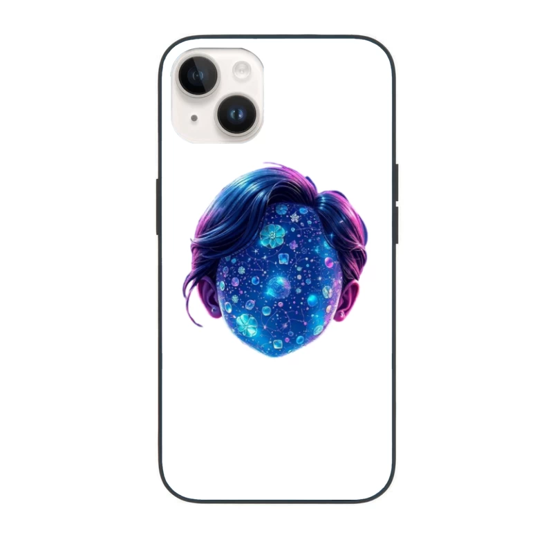 Ethereal Cosmic Portrait with Galaxy-Patterned Face iPhone Case