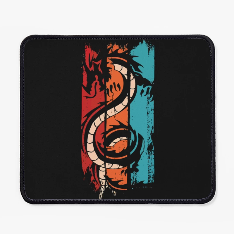 Tri-Color Dragon: Retro Tribal Vibes Mouse Pad