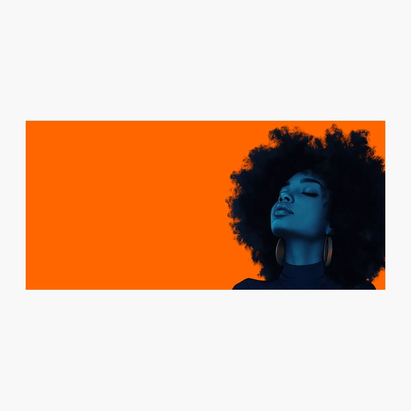 Artistic Blue-Tinted Portrait of Woman with Afro and Gold Earrings Coffee Mug