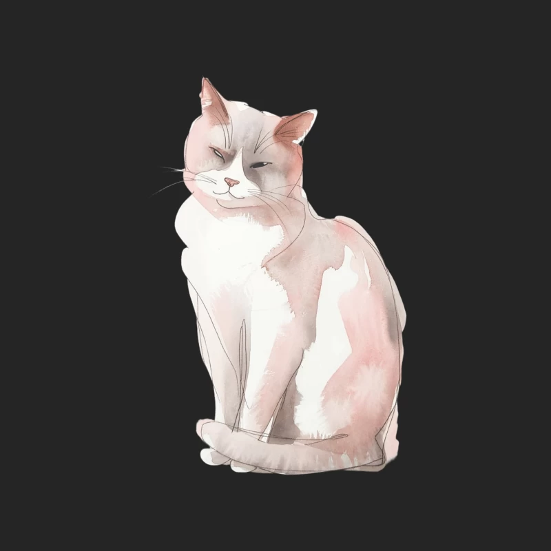 Watercolor Illustration of a Serene Cat Female Pullover Sweatshirt