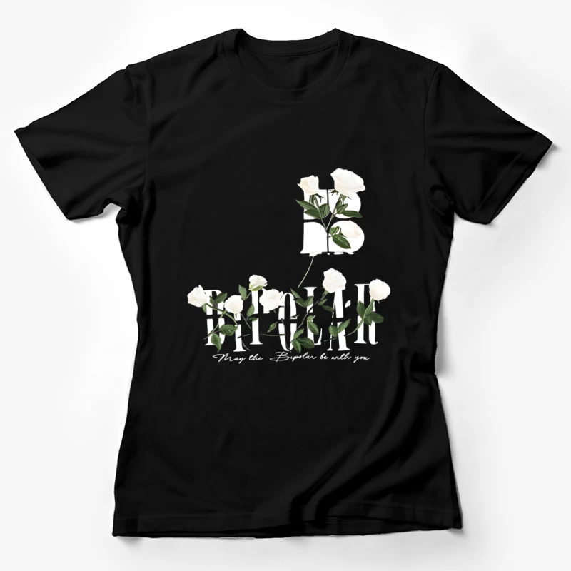 Weiße Rosen-Grafik mit Schriftzug Damen T-Shirt