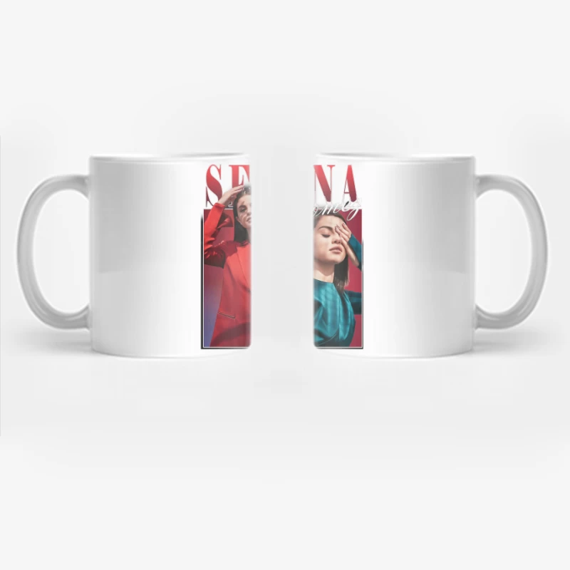 Stylish Fashion Editorial with Bold Red and Teal Contrast Coffee Mug