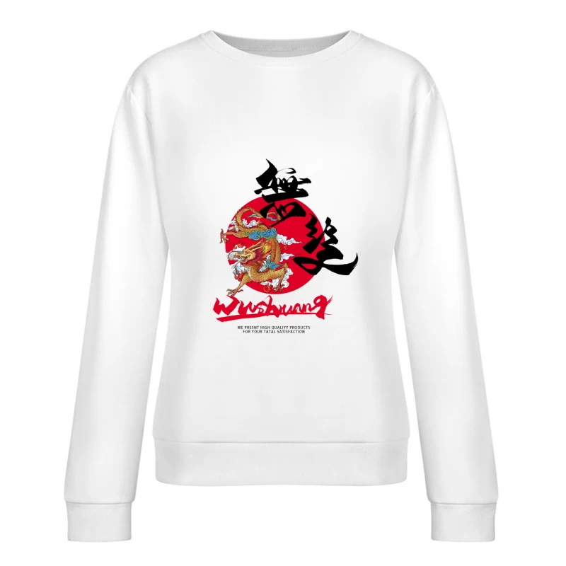 Drachenkunst auf rotem Kreis Damen Pullover Sweatshirt