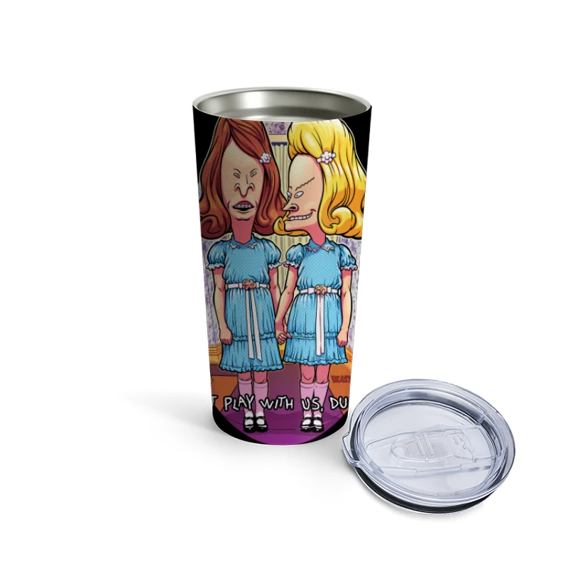 Humorous Cartoon Parody of Horror Characters Travel Mug