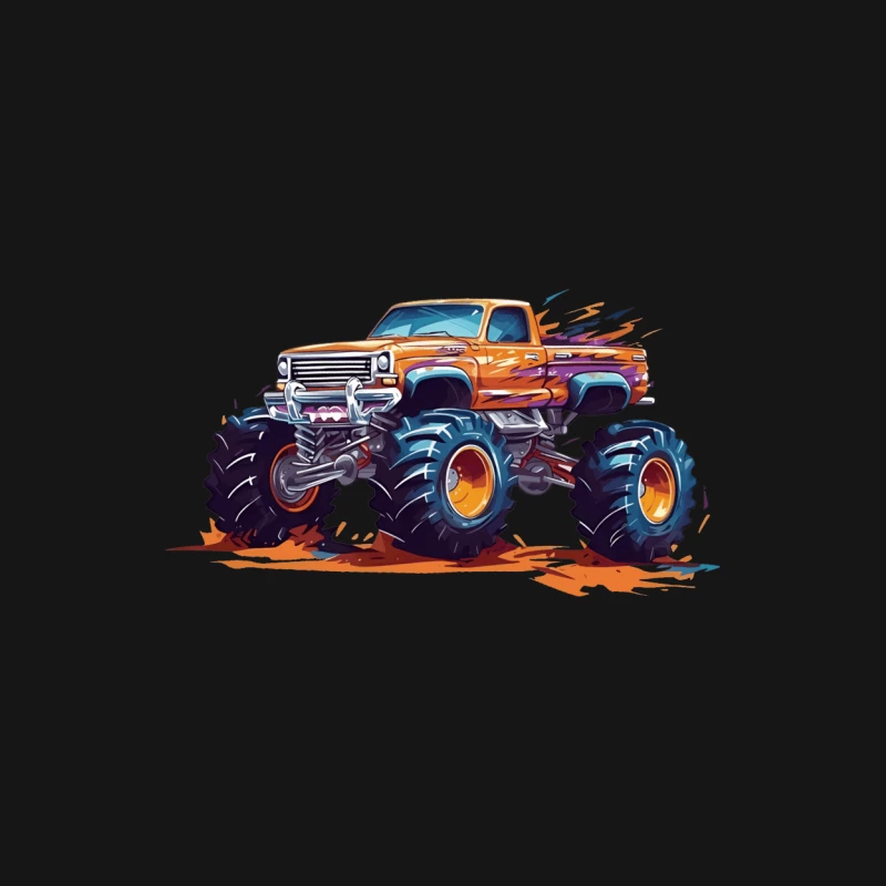 Orange Monster Truck Illustration Herren Langarm T-Shirt