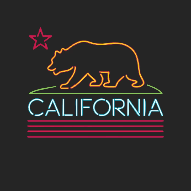 Neon Sign California Republic Flag Bear Male Pullover Sweatshirt