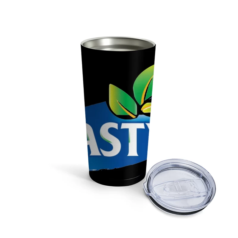 Nasty Brand Logo with Blue Banner and Green Leaf Emblem Travel Mug