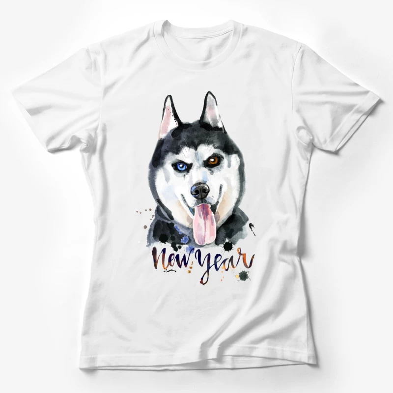 Illustration de chien Husky pour le Nouvel An Femme T-Shirt