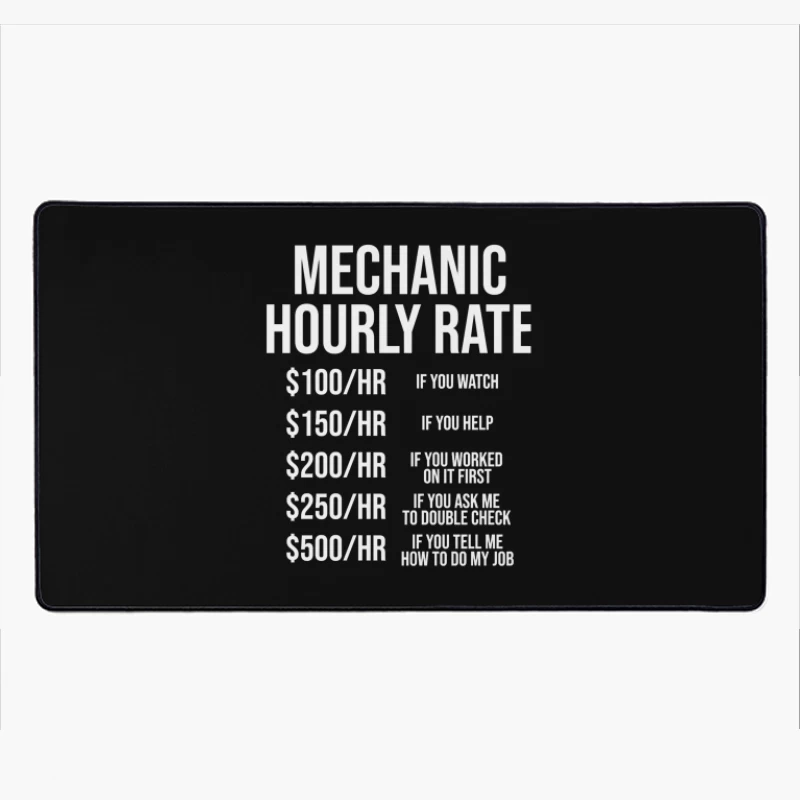 Mechanic's Humorous Progressive Hourly Rate Chart Desk Mat