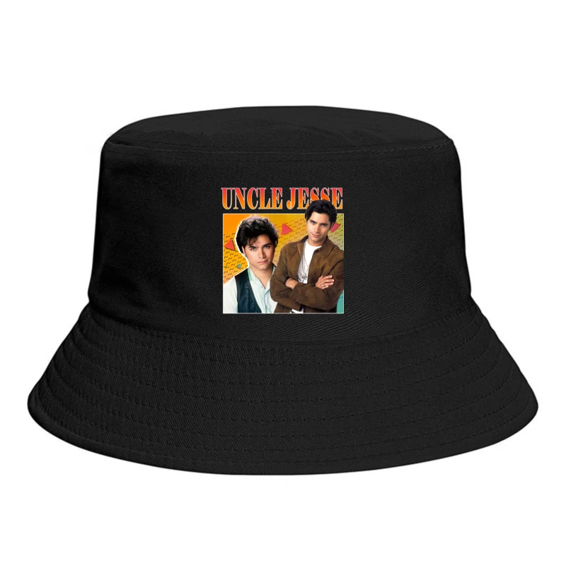 Retro TV Poster of Uncle Jesse from Full House 90s Series Bucket Hat