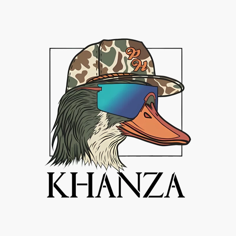Urban Duck Logo with Camo Hat and Sunglasses - Khanza Mascot Design Cotton Tote Bag