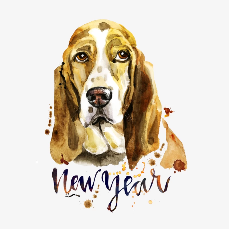 Portrait de chien aquarelle pour le Nouvel An Femme Sweat-shirt à enfiler