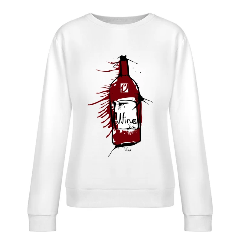 Illustration artistique de bouteille de vin Femme Sweat-shirt à enfiler
