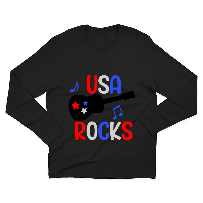 USA Rocks avec Musique et Étoiles Homme Manches Longues T-Shirt