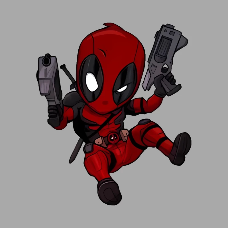Cartoon Deadpool: Marvel's Gun-Toting Superhero in Action Female Pullover Hoodie