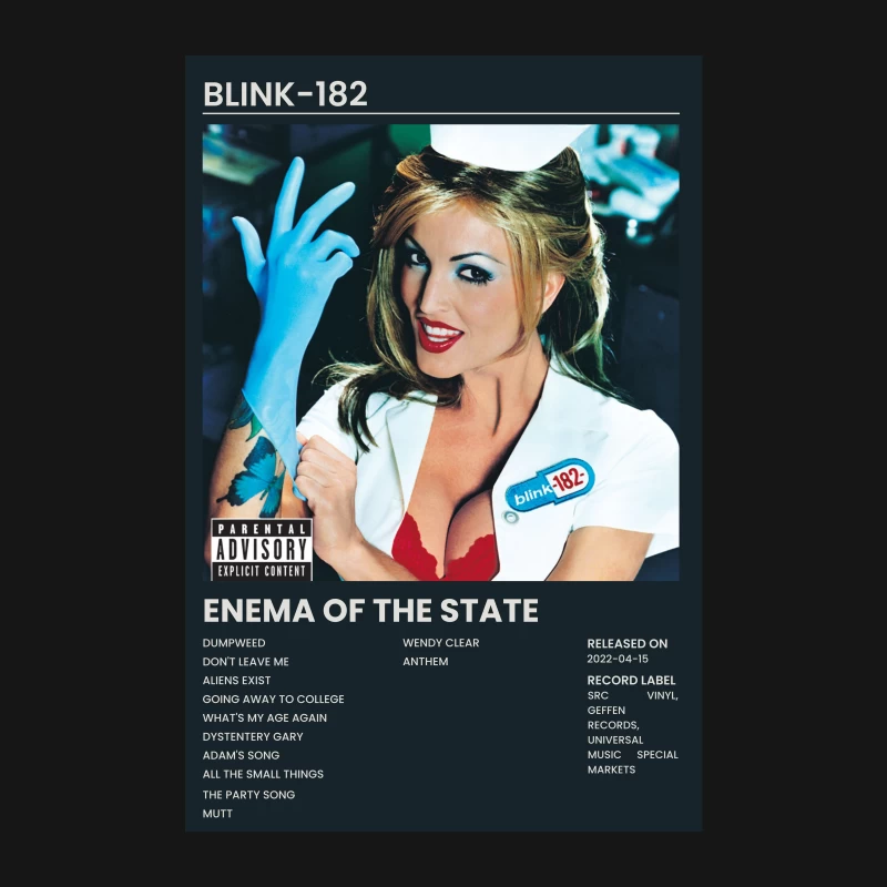 Provocative Blink-182 Album Cover with Nurse and Track List Female Long Sleeve T-Shirt