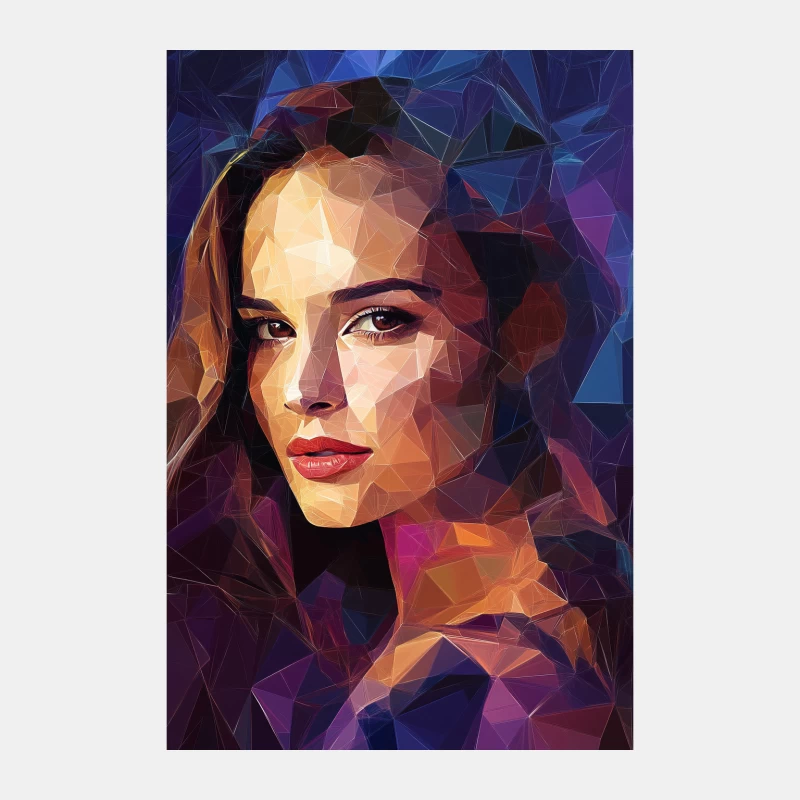 Geometric Abstract Portrait: Colorful Low Poly Female Face Male Tank Top