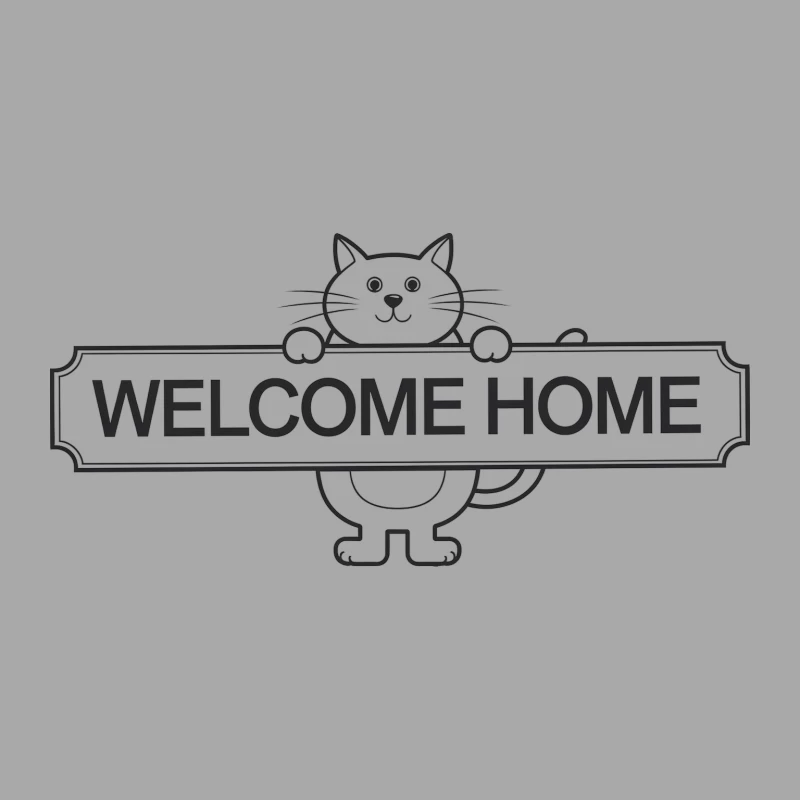 Cute Cartoon Cat Holding Welcome Home Sign Female Pullover Hoodie