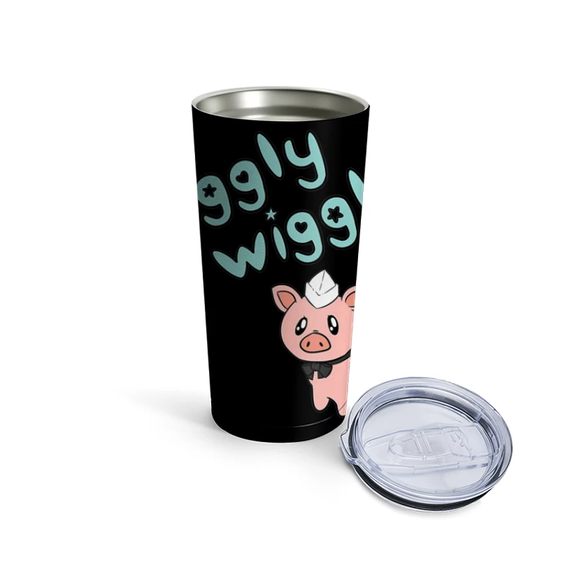 Cute Cartoon Pig with "Piggly Wiggly" Text Travel Mug