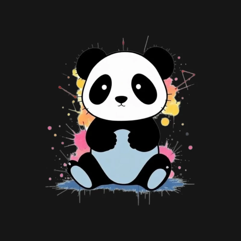 Adorable Cartoon Panda with Watercolor Splash Background Mouse Pad