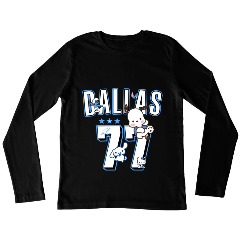 Lustige Zeichentrickfiguren mit Dallas-Thema Damen Langarm T-Shirt