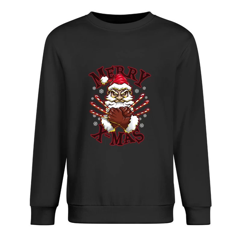 Muscle Santa: Merry X-Mas with Attitude Male Pullover Sweatshirt