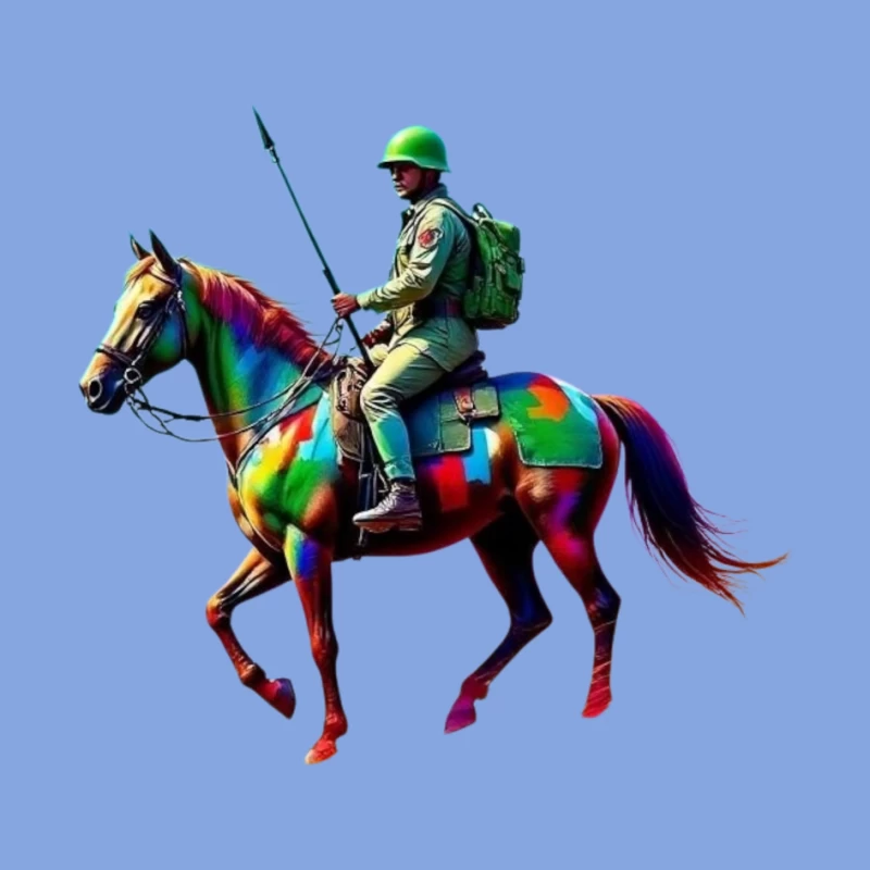 Colorful Military Cavalry Soldier on Horseback Pin
