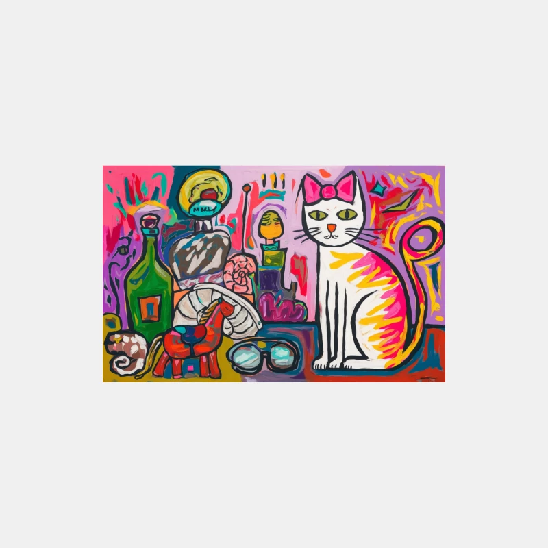 Vibrant Abstract Pop Art Still Life with Cat Male Tank Top