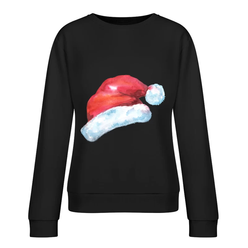 Chapeau de Noël en aquarelle Femme Sweat-shirt à enfiler