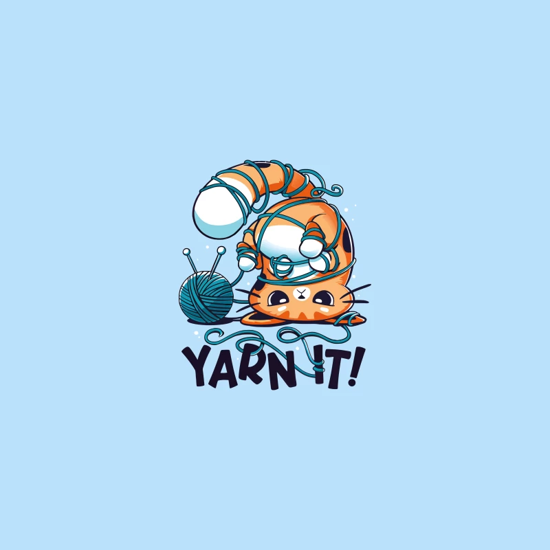 Yarn It! Whimsical Cat Illustration Desk Mat