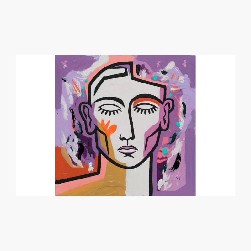 Vibrant Cubist Portrait with Closed Eyes Travel Mug