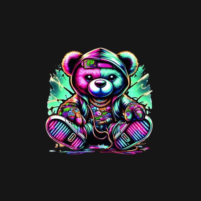Graffiti-Bär mit Kapuze Herren Langarm T-Shirt