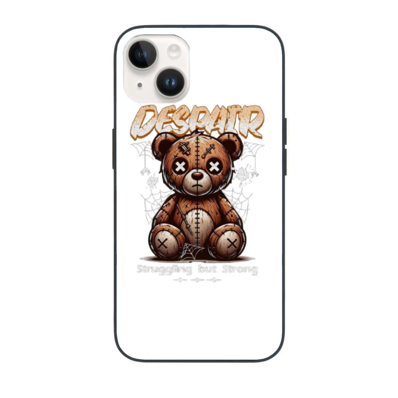 Gothic Stitched Teddy Bear with Despair Theme iPhone Case