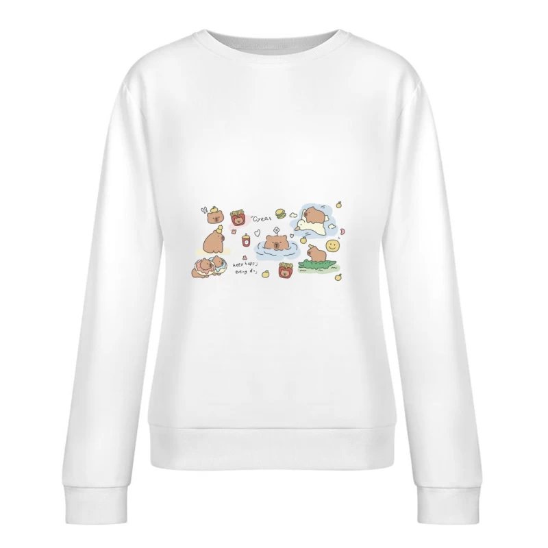 Illustration de mignons ours et frites Femme Sweat-shirt à enfiler