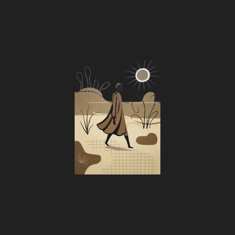 Minimalist Abstract Landscape with Walking Figure Bucket Hat