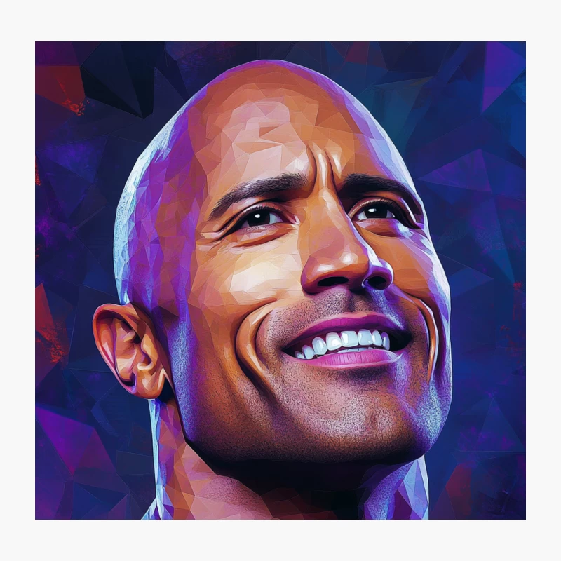 Vibrant Digital Portrait of Smiling Bald Man Throw Pillow
