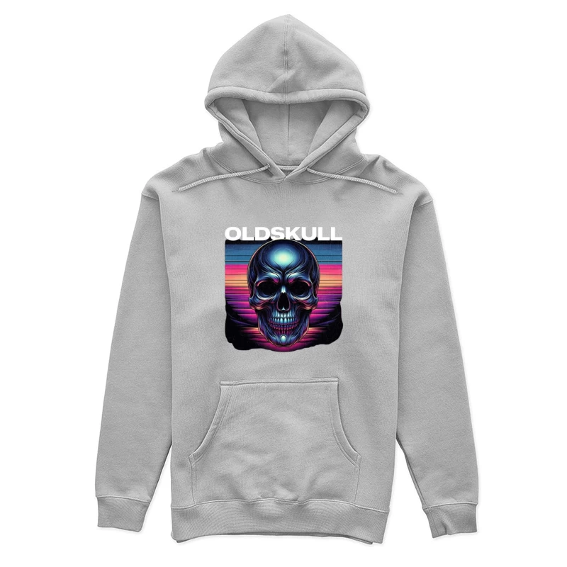 Retro Synthwave Neon Skull Artwork Female Pullover Hoodie