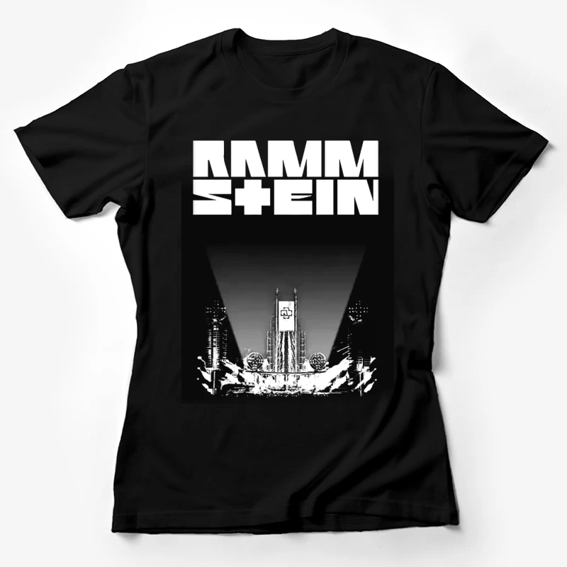 Rammstein Industrial Metal Concert Stage Design in Black and White Female T-Shirt