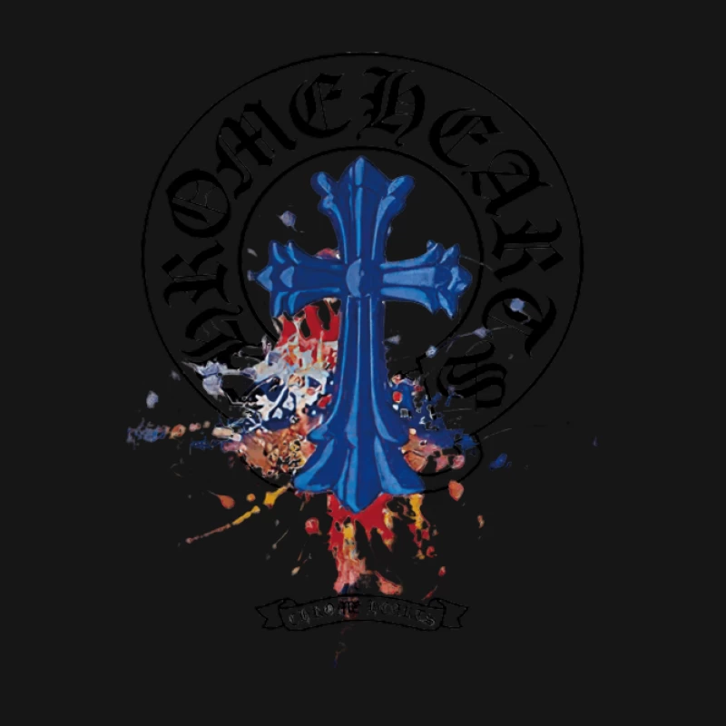 Blaues Kreuz auf gesprenkeltem Hintergrund Herren T-Shirt