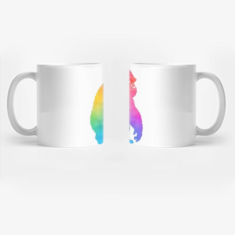 Rainbow Gradient Gorilla Silhouette Art Coffee Mug