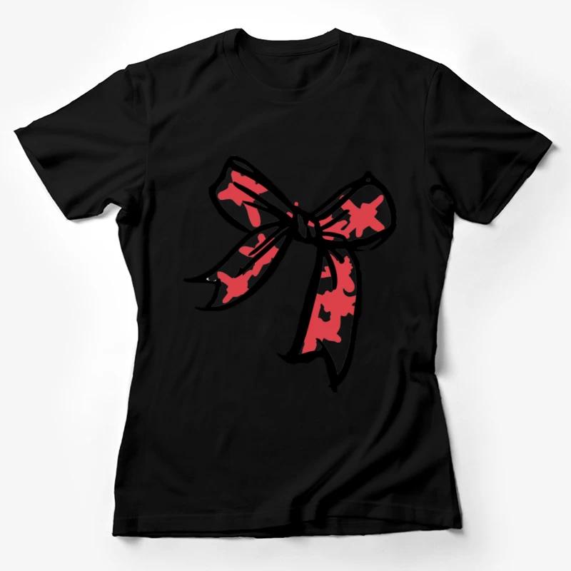 Rote Schleife mit schwarzen Konturen Damen T-Shirt