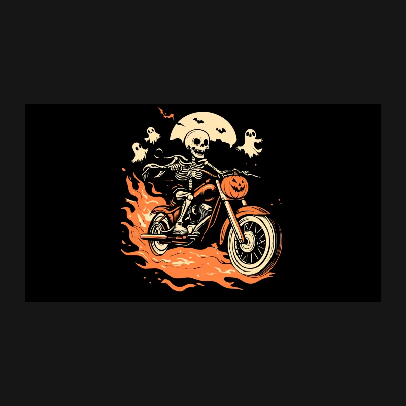 Skeleton Biker's Spooky Halloween Ride Desk Mat