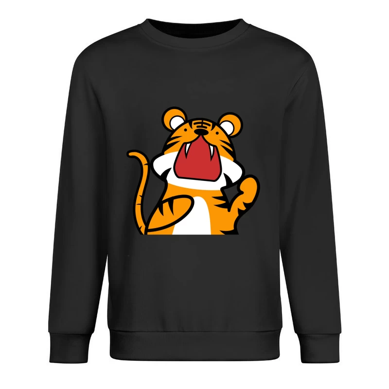 Fröhlicher Tiger-Maskottchen-Design Herren Pullover Sweatshirt