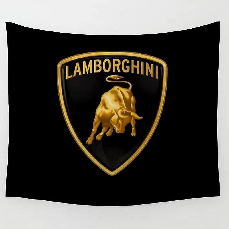 Lamborghini Luxury Automotive Brand Logo with Golden Bull Emblem Tapestry