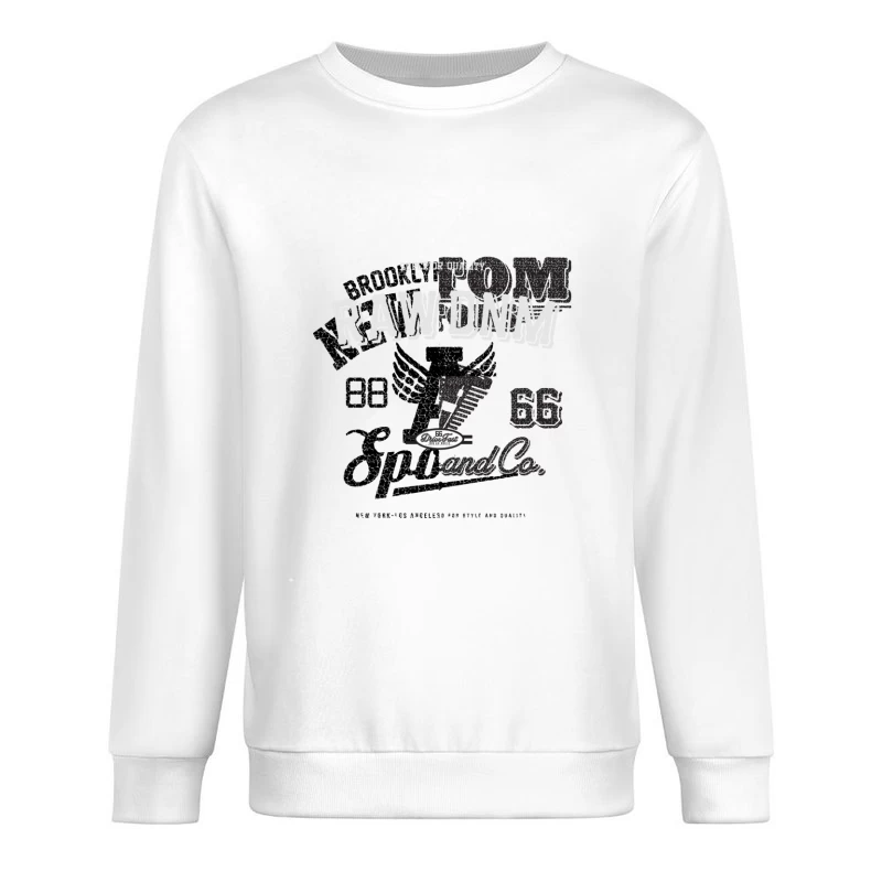 Rohes Denim-Design mit Route 66 Motiv Herren Pullover Sweatshirt